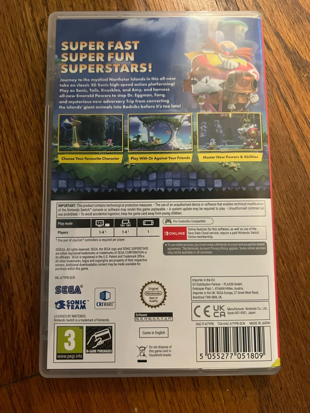 Sonic Superstars game with case for Nintendo Switch